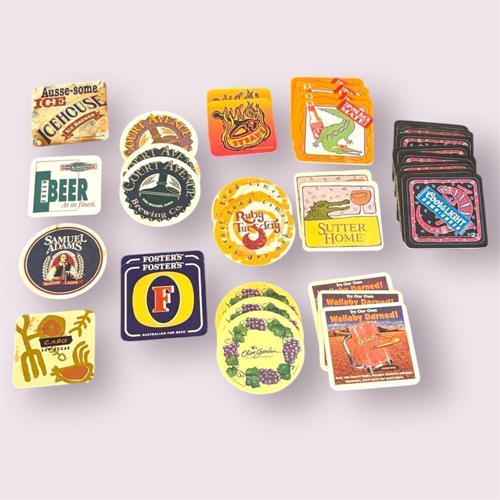 Vintage 90s Beer Restaurant Cardboard Coasters Set Of 33